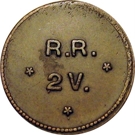 83  -  NL R.R. 2V.  Unlisted  EF  Civil War Sutler token