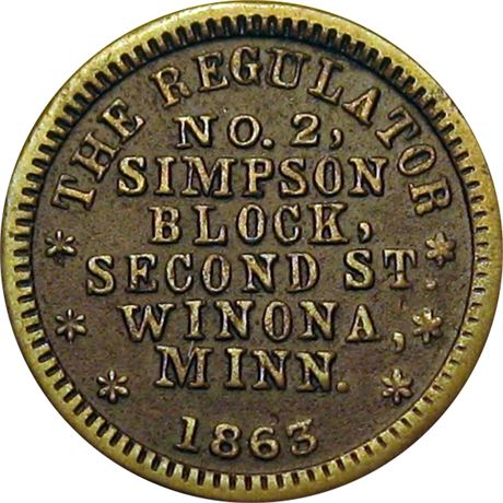 166  -  MN980B-1b  R7  VF Winona Minnesota Civil War Store Card