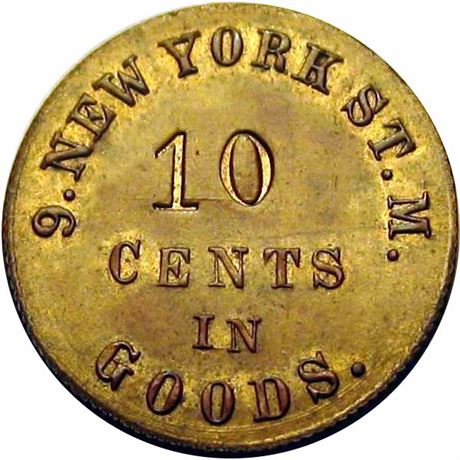 73  -  NY D-10 B  R7  AU+ New York Civil War Sutler token