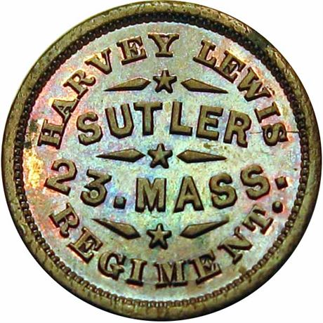 70  -  MA B-25 C  R6  MS62 Massachusetts Civil War Sutler token