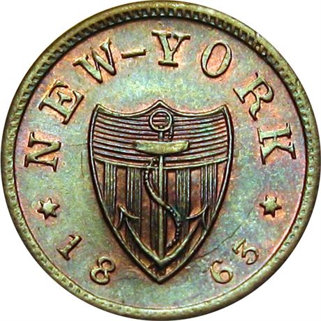 208  -  NY630BK-2a  R1  MS65  New York Civil War Store Card