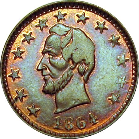 22  -  127/295 a  R9  MS63 Lincoln Patriotic Civil War token
