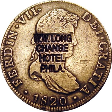394  -  W. W. LONG / CHANGE / HOTEL / PHILA. On 1820 Mexico City 8 Reales