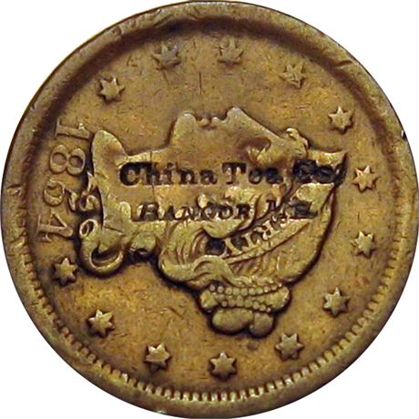 384  -  China Tea Co. / Bangor Me. on 1854 Large Cent