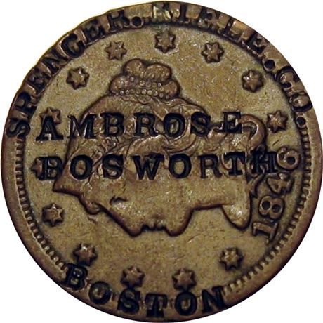 404  -  SPENCER. RIFLE. CO. /  AMBROSE / BOSWORTH / BOSTON on 1846 Large Cent