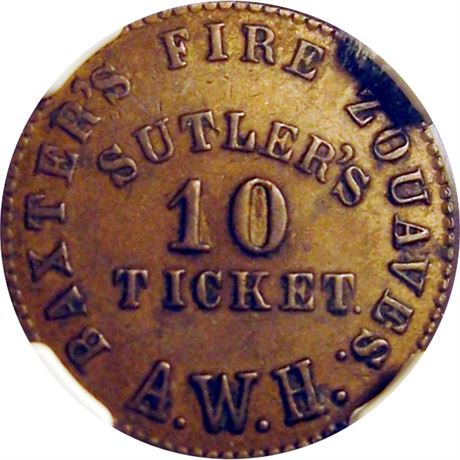 79  -  PA O-10 B  R8 NGC AU58 Pennsylvania Civil War Sutler token