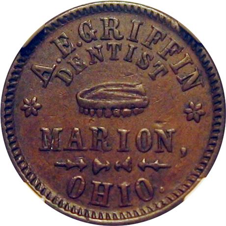 301  -  OH520A-1a  R5 NGC AU50 BN Marion Ohio Civil War Store Card