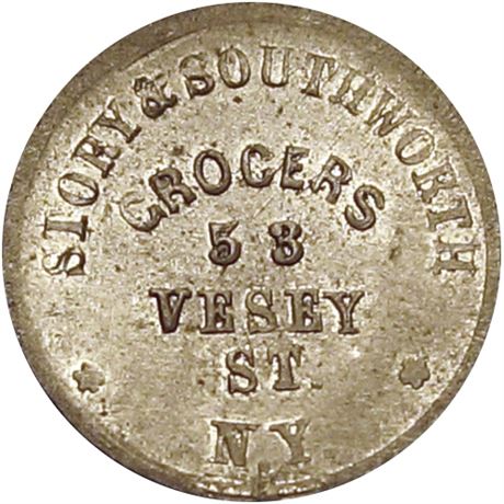278  -  NY630BV-10j R10 Raw MS63 Unique German Silver New York Civil War token