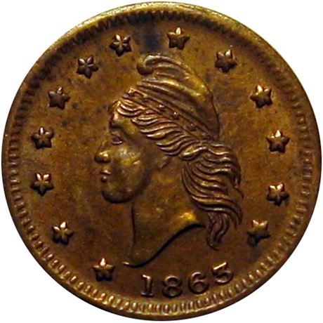 4  -    6D/310 b R9 Raw AU Brass Patriotic Civil War token