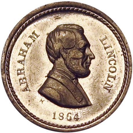 42  -  116/129 e R8 Raw AU+ White Metal Lincoln Patriotic Civil War token