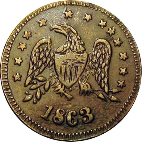 166  -  MI175A-1a R9 Raw EF Details Rare Die Chelsea Michigan Civil War token