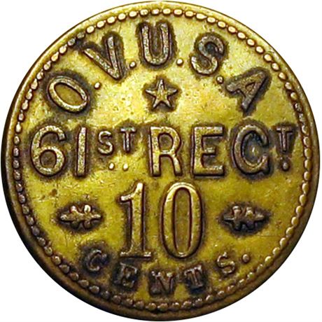 98  -  OH  Z-10 B R8 Raw VF+ 61st Ohio Civil War Sutler token