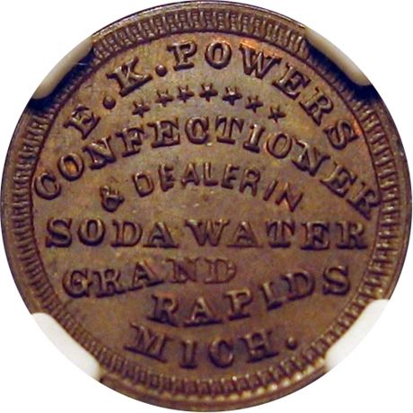 216  -  MI370I-3a R9 NGC MS64 BN Grand Rapids Michigan Civil War Store Card