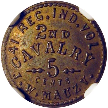 88  -  IN I-5 B R7 NGC MS63 41st Indiana Civil War Sutler token