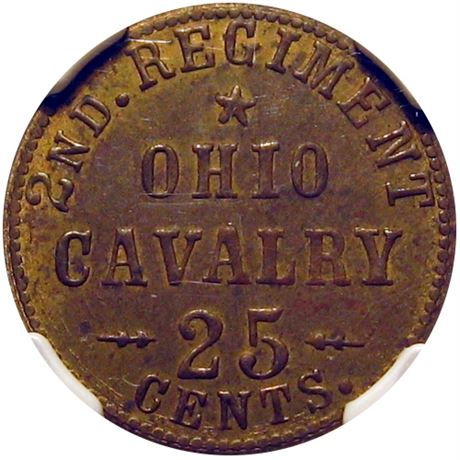 93  -  OH  C-25 Ba R7 NGC MS61 2nd Ohio Cavalry Civil War Sutler token