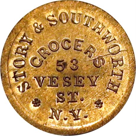 283  -  NY630BV-22d R10 Raw MS65 Unique Copper Nickel New York Civil War token