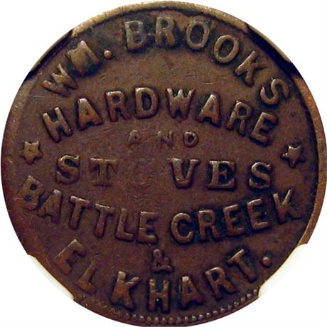 161  -  MI060aA-2a R8 NGC XF40 BN Battle Creek Michigan Civil War Store Card