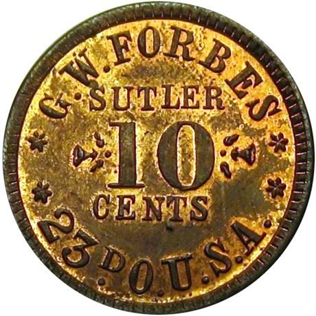 96  -  OH  N-10 C R8 Raw MS64 23rd Ohio Civil War Sutler token