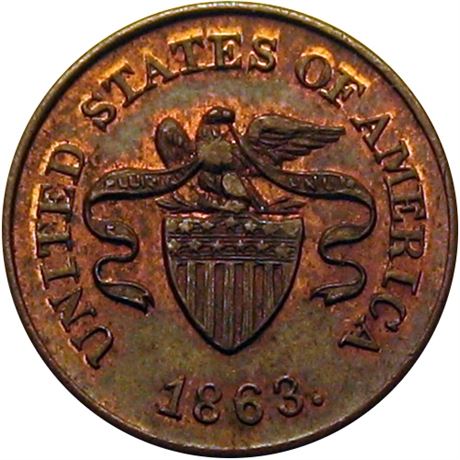 64  -  195/376 a R4 Raw MS63  Patriotic Civil War token