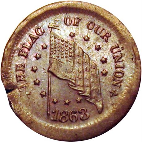 70  -  211/400 a R4 Raw MS63 Indiana Primitive Patriotic Civil War token