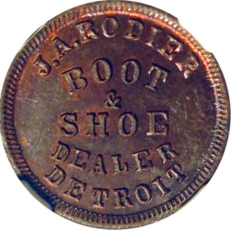 190  -  MI225BJ-2a R8 NGC MS63 BN Detroit Michigan Civil War Store Card