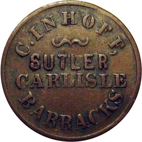 100  -  PA N-10 C R9 Raw VF Carlisle Barrack Pennsylvania Civil War Sutler token
