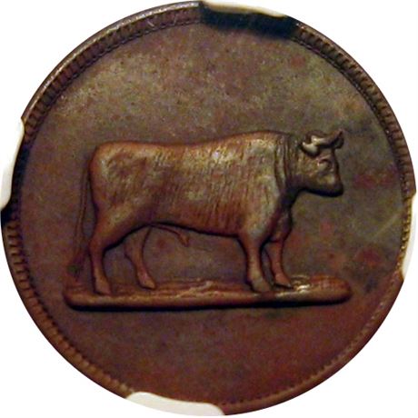 23  -   57/185 a R8 NGC AU Details Very Rare Bull Die Patriotic Civil War token