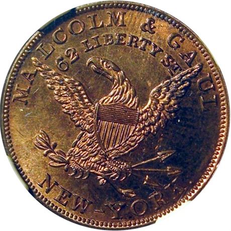 532  -  MILLER NY  515  NGC MS64 RB  New York Merchant token