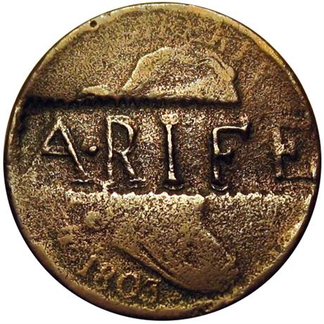 391  -  A. RIFE in a saw tooth punch on the obverse of 1803 Large Cent