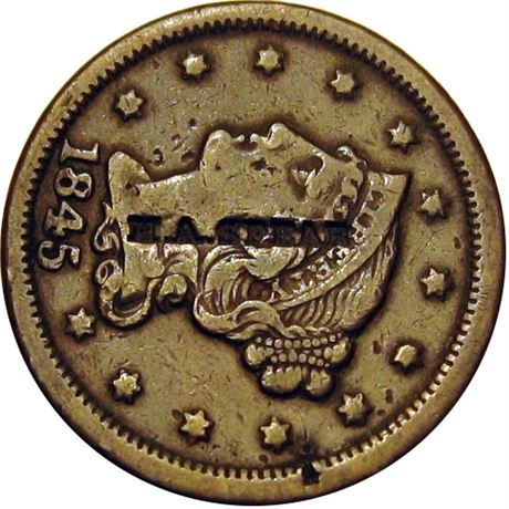 407  -  H. A. SPEAR on the obverse of an 1845 Large Cent