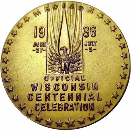 623  -  HK-696 R3 Raw MS62 1936 Wisconsin Centennial So-Called Dollar