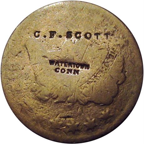 405  -  C. F. SCOTT / WATERTOWN / CONN on the obverse of an 1812 Large Cent