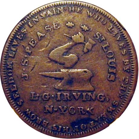 476  -  LOW 257A / HT-A282 R8 NGC VF30 BN St. Louis & New York Hard Times token