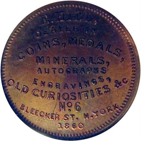 529  -  MILLER NY  339  NGC MS64 1860 Hill Coin Dealer New York Merchant token