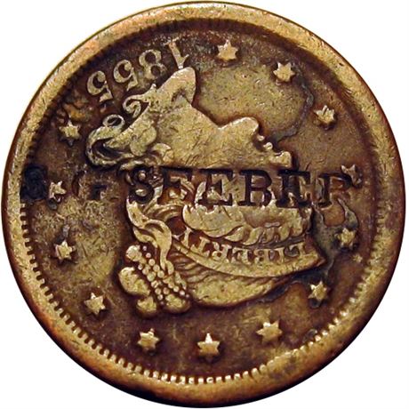 414  -  S. G. SEEBER on the obverse of an 1855 Large Cent