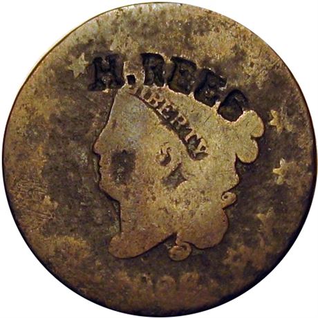 396  -  H. REES in a curved punch on the obverse of an 1828 Large Cent