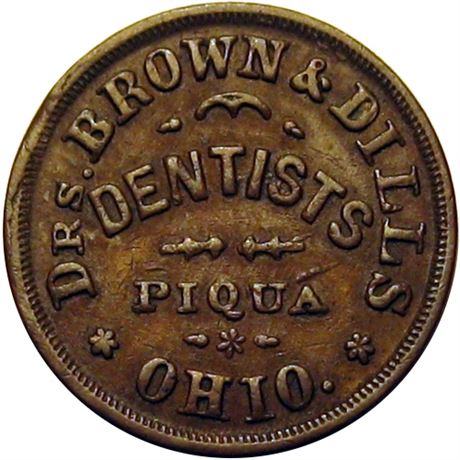 327  -  OH730A-3a R7 Raw EF Dentist Piqua Ohio Civil War Store Card