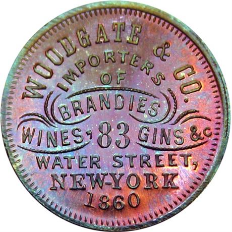 556  -  MILLER NY  997  Raw MS63 1860 New York Merchant token