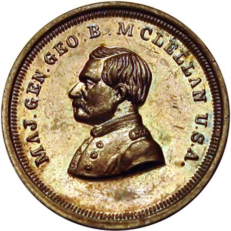 67  -  142/347 a R8 Raw MS62 McClellan Patriotic Civil War token
