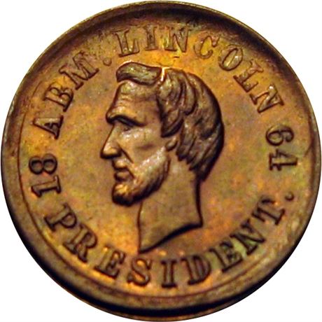 57  -  125/417 a R9 Raw UNC Details Lincoln Patriotic Civil War token