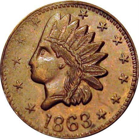 38  -   85/431 a R8 Raw UNC Details Indiana Primitive Patriotic Civil War token