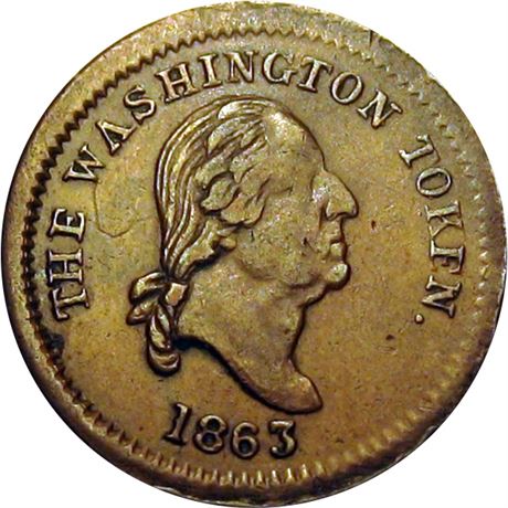 54  -  120/256 a R9 Raw EF Washington Patriotic Civil War token