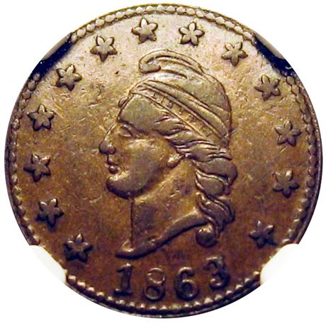 3  -    3/273 b R6 NGC XF45 BN  Patriotic Civil War token