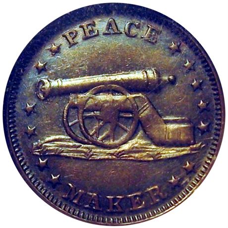 76  -  169/213 a R2 NGC AU58 BN Peace Maker Cannon Patriotic Civil War token