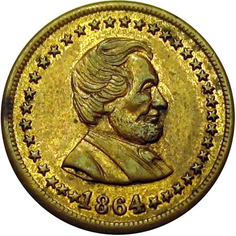 60  -  128/289 b R3 Raw AU Lincoln Patriotic Civil War token