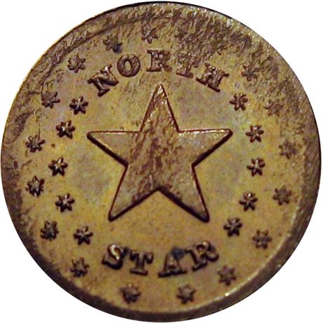 91  -  250/437 a R5 Raw MS61 North Star Patriotic Civil War token