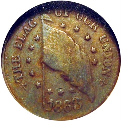 6  -    9/211 a R6 NGC XF40 BN Indiana Primitive Patriotic Civil War token