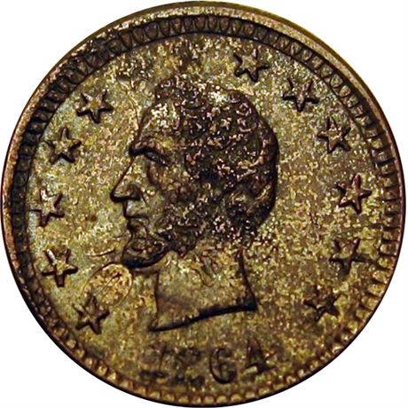 58  -  127/177 ao R10 Raw UNC Details Unique Lincoln Patriotic Civil War token