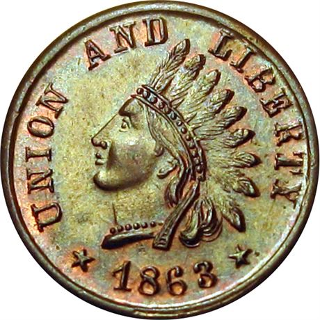 45  -   98/291 a R5 Raw MS63  Patriotic Civil War token