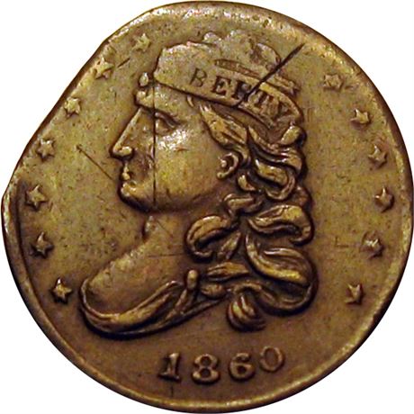 105  -  520/521 a R7 Raw EF Details Copper Mine Patriotic Civil War token